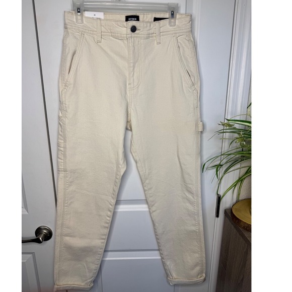 New Women's Cotton On Relaxed Tapered Carpenter Jeans Cream size‎ 28 - Picture 1 of 8